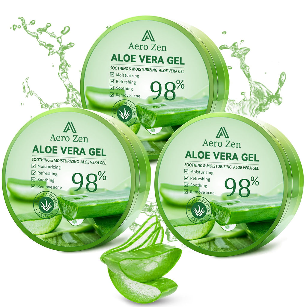 Aero Zen 3-Pack Pure Aloe Vera Gel – 98% Aloe for Face, Body & Hair (30oz)