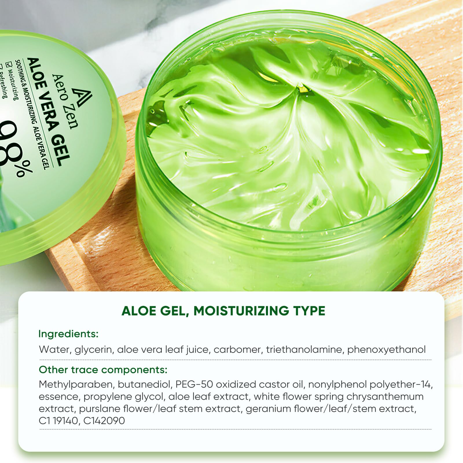 Aero Zen 3-Pack Pure Aloe Vera Gel – 98% Aloe for Face, Body & Hair (30oz)