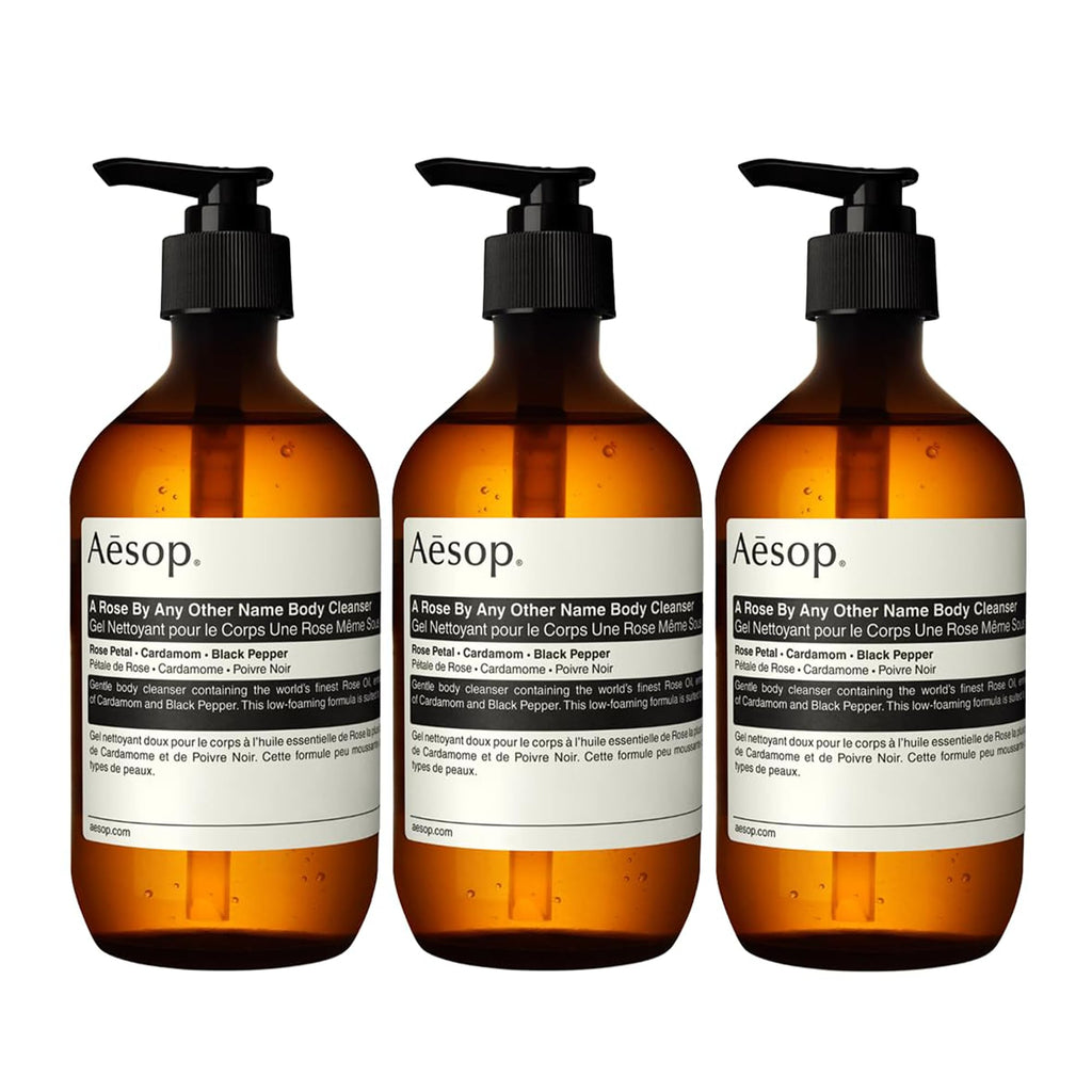 Aesop A Rose By Any Other Name Body Cleanser – Gentle Rose Petal Oil & Skin-Softening Botanicals | 16.9 oz / 500 mL (Pack of 3)
