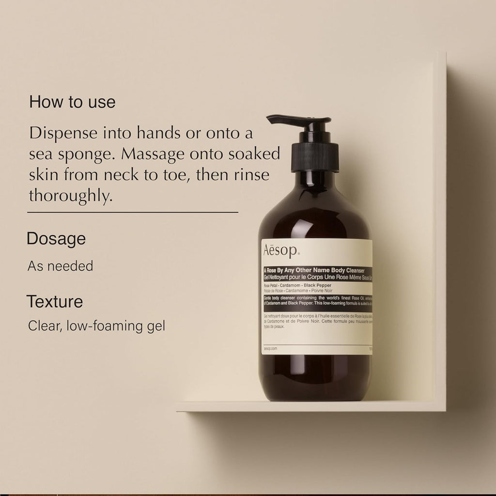 Aesop A Rose By Any Other Name Body Cleanser – Gentle Rose Petal Oil & Skin-Softening Botanicals | 16.9 oz / 500 mL (Pack of 3)