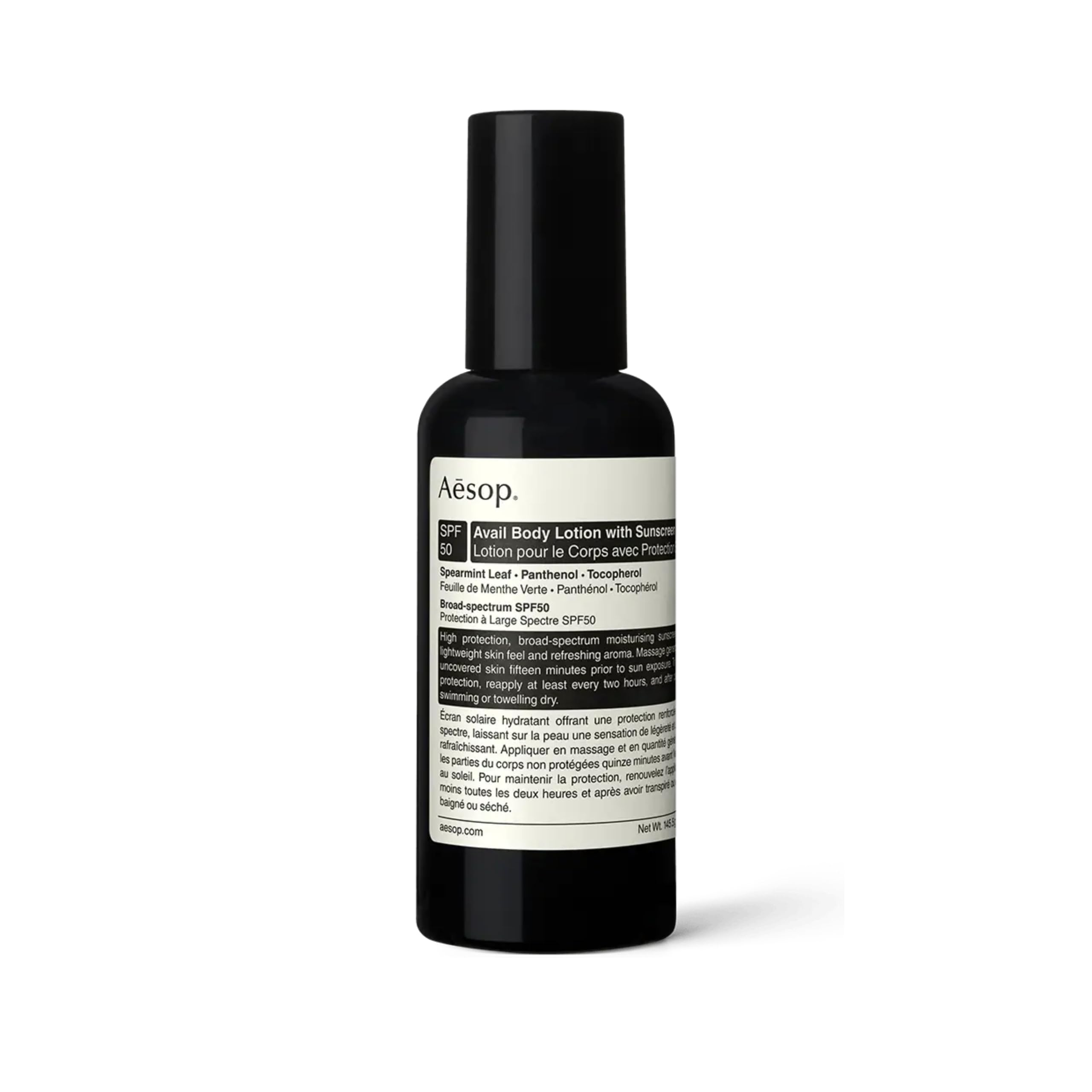 Aesop Avail SPF50 Body Lotion | Lightweight Sunscreen Moisturizer with Spearmint & Vitamin E | 5.13 oz