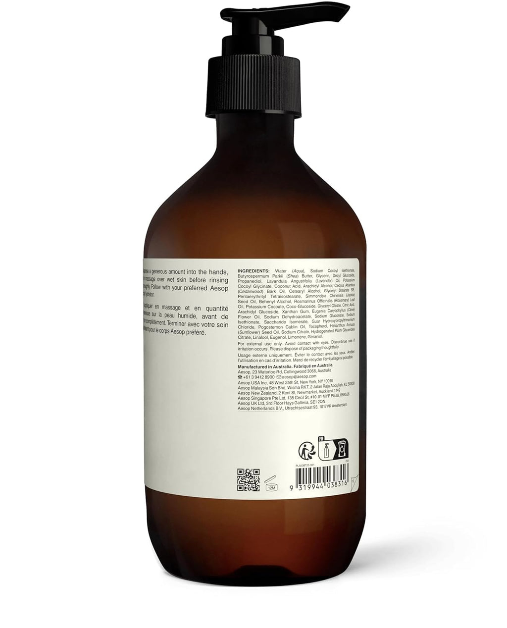 Aesop Eleos Nourishing Body Cleanser | Hydrating Emollients & Purifying Botanicals | 3 x 500mL