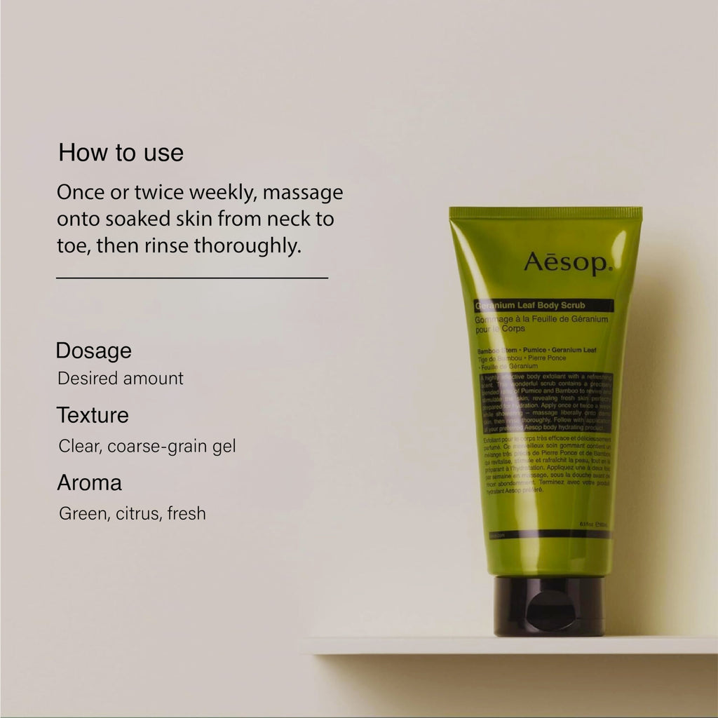 Aesop Geranium Leaf Body Cleanser + Scrub | 16.9 oz + 6.2 oz Duo