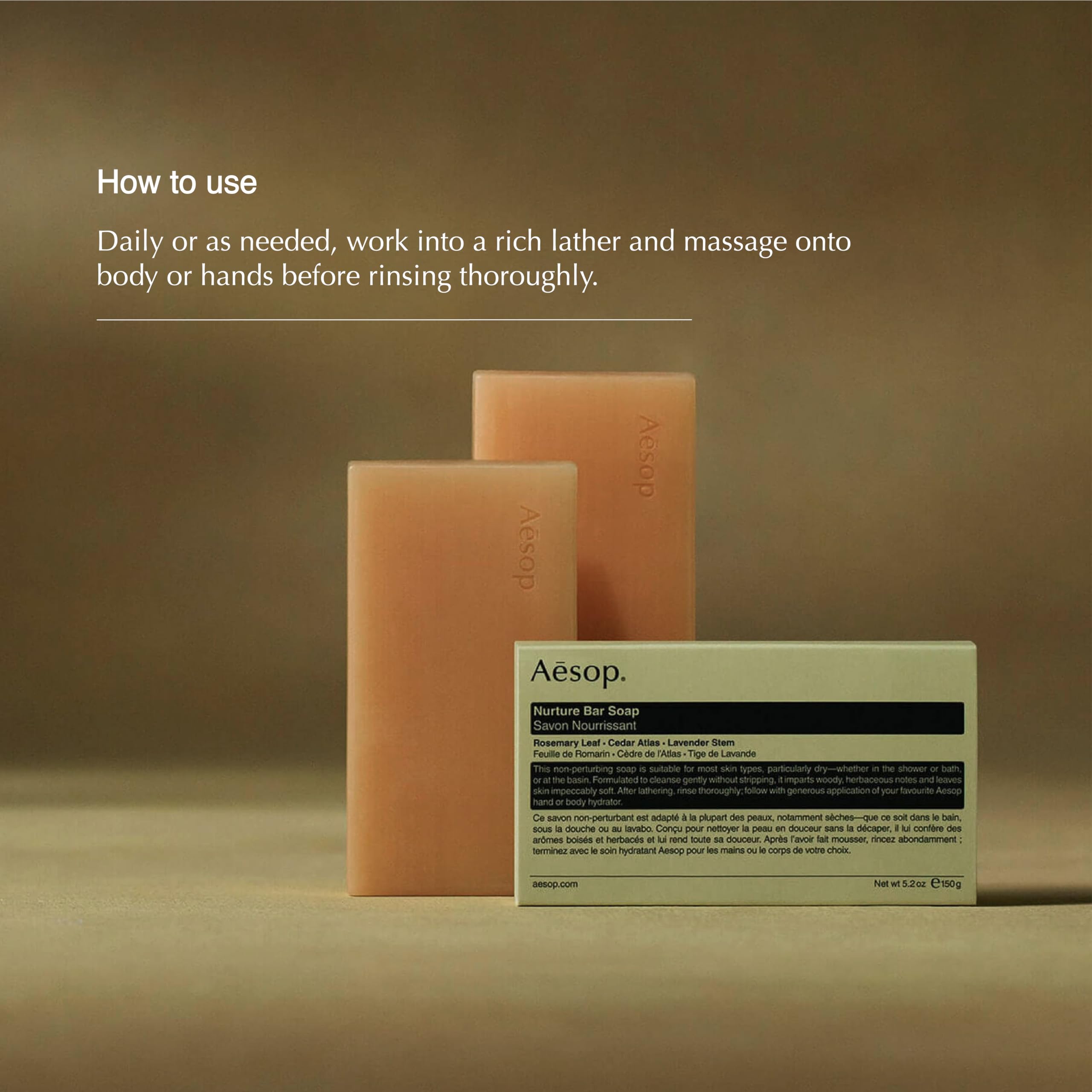 Aesop Nurture Bar Soap | Moisturizing Body Cleanser with Shea Butter (Pack of 2, 5.2 oz each)