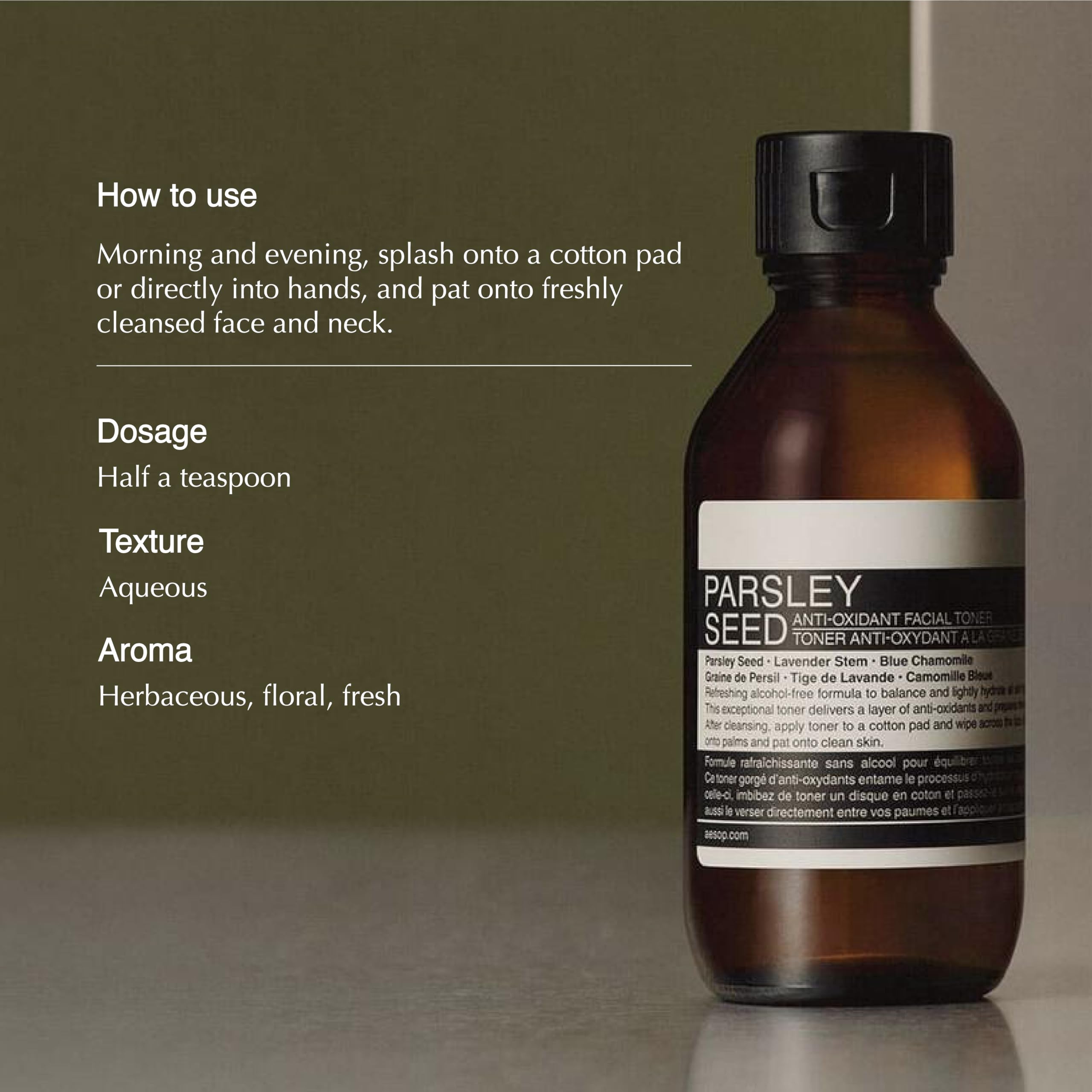 Aesop Parsley Seed Anti-Oxidant Facial Toner – Alcohol-Free, Balancing & Hydrating