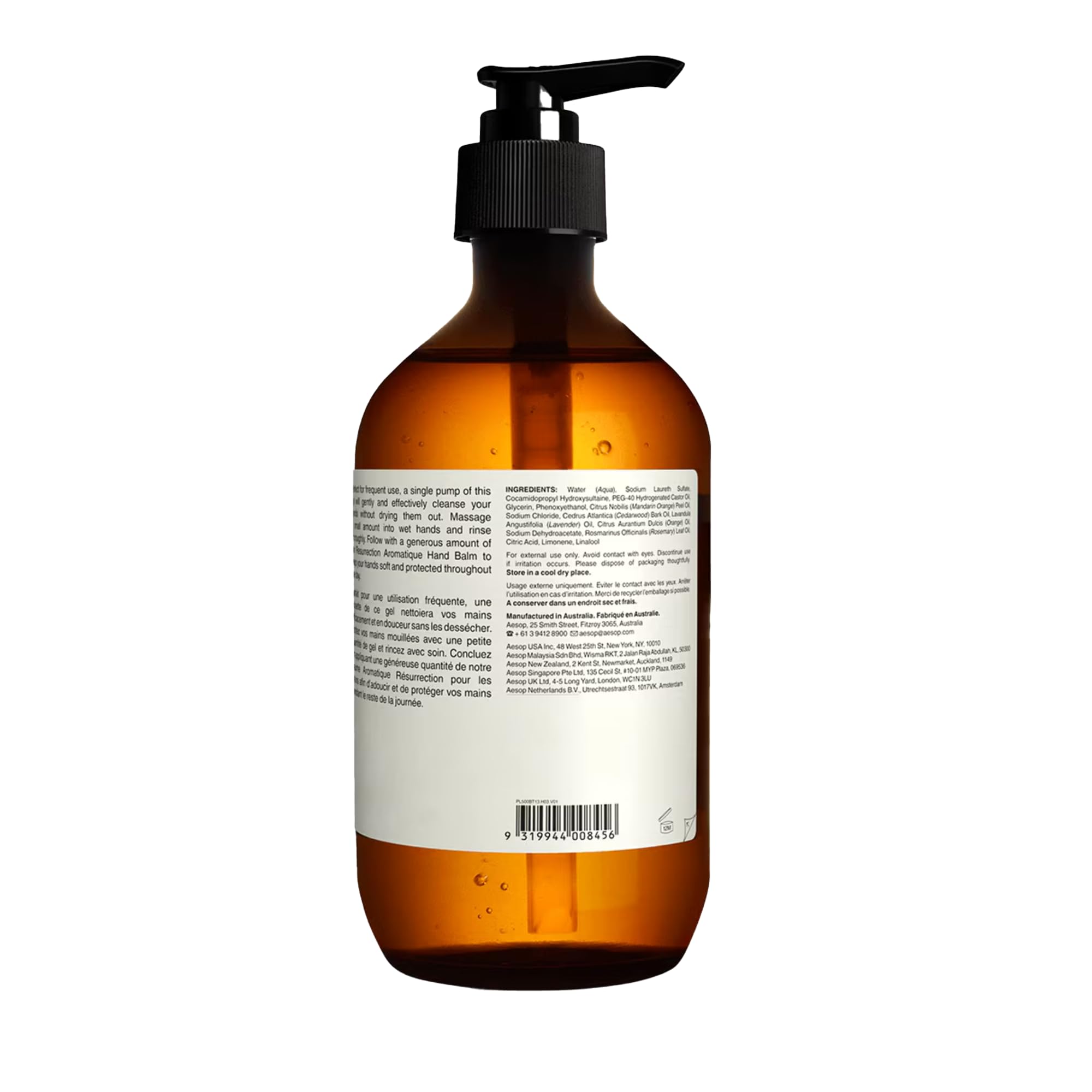 Aesop Resurrection Aromatique Hand Wash | Hydrating Citrus & Herbaceous Cleanser – 3 × 500mL