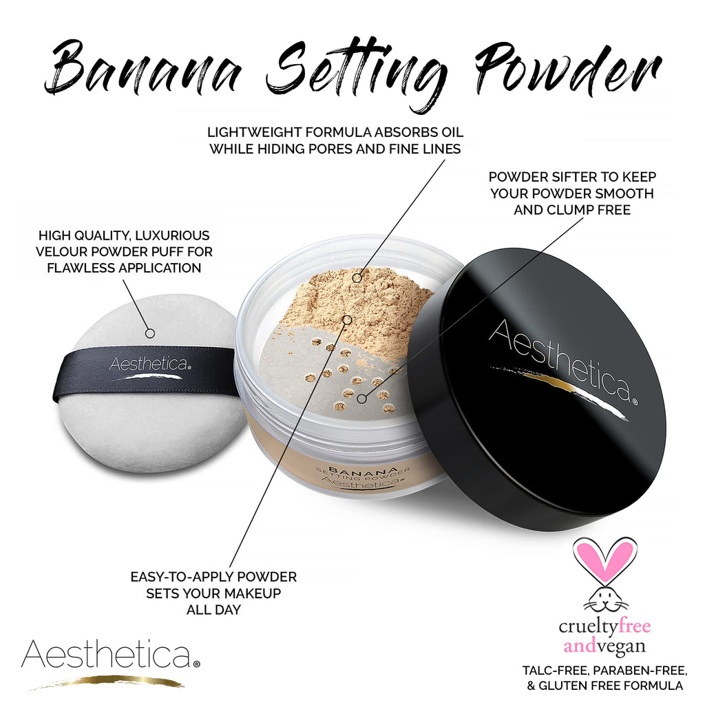 Aesthetica Banana Loose Setting Powder – Matte Finish with Velour Puff