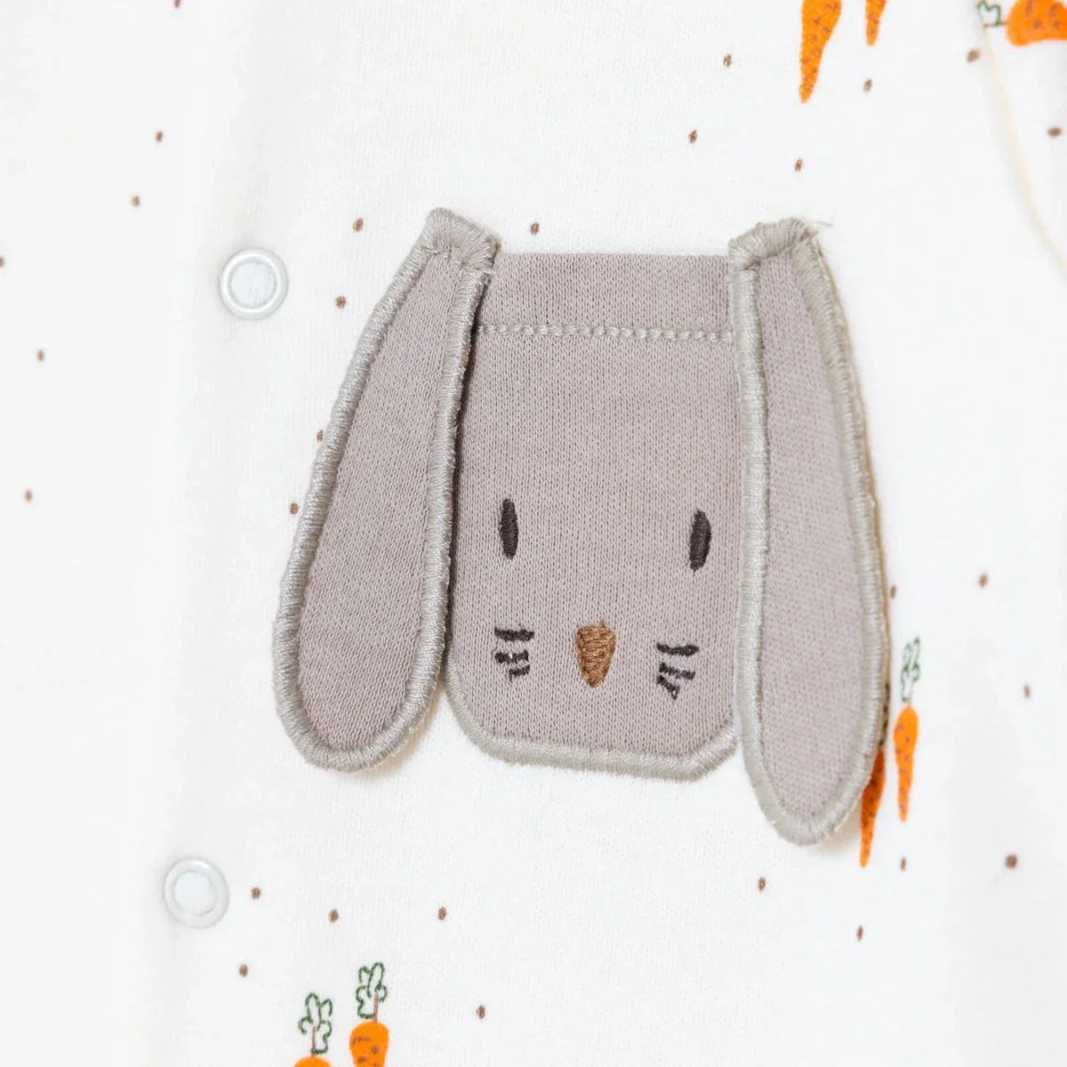 Bebetto Bunny Embroidered Long Sleeve Interlock Baby Sleepsuit with Feet (Newborn to 6-9 Months)