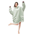 RONGTAI Oversized Wearable Pajamas With Big Pockets,Soft Plush Sweatshirt Hooded Popular Tops One Size Fits