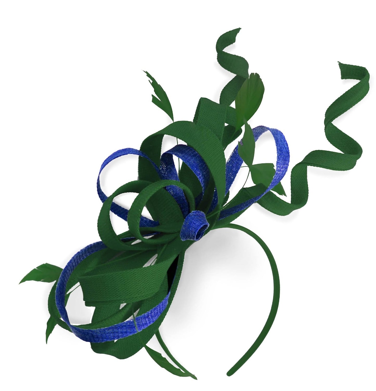 Caprilite Green and Royal Blue Wedding Swirl Fascinator Headband Alice Band Ascot Races Loop Net