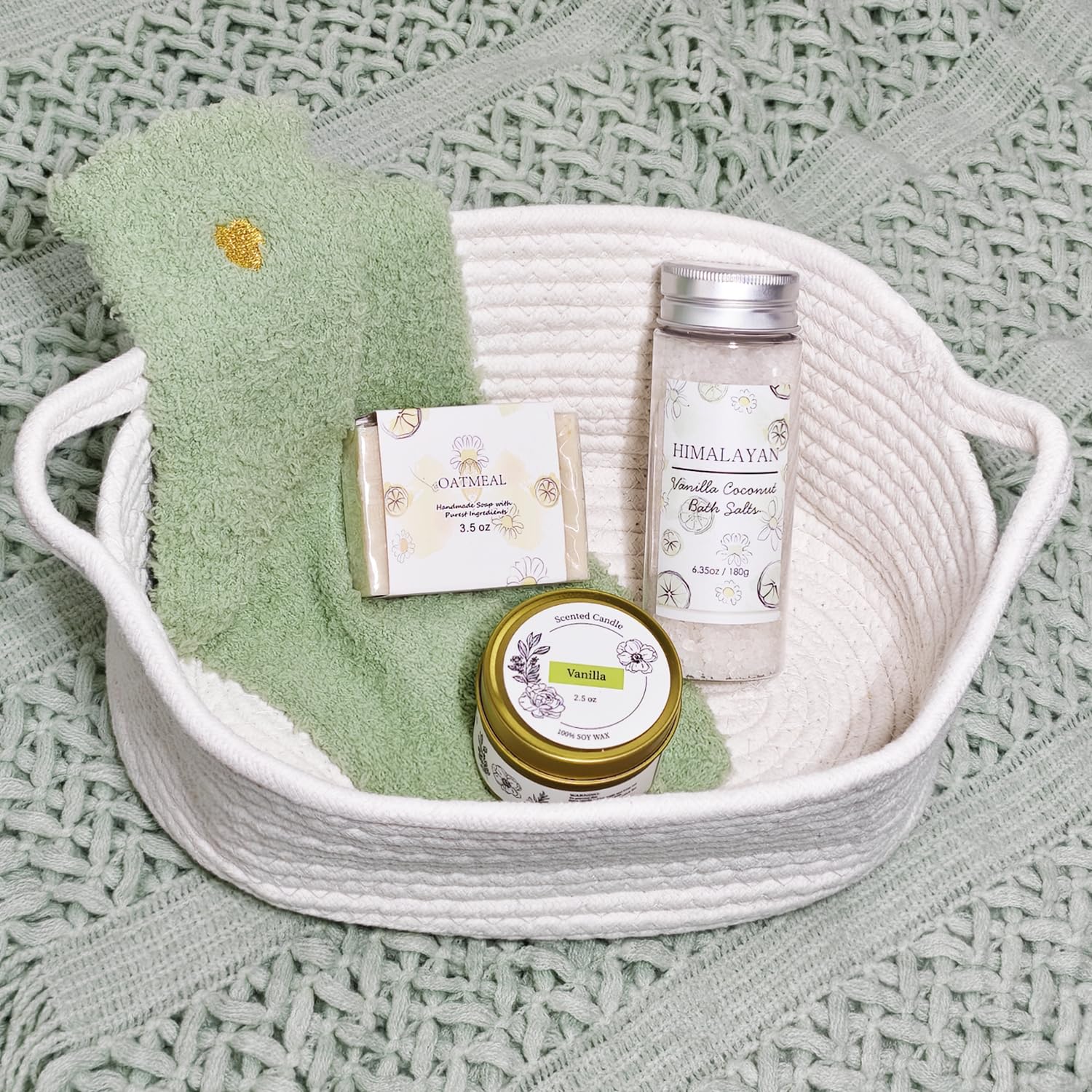 AFKLMNE 8 Pcs Gift Basket for Women — Sage Green Self-Care Spa Set