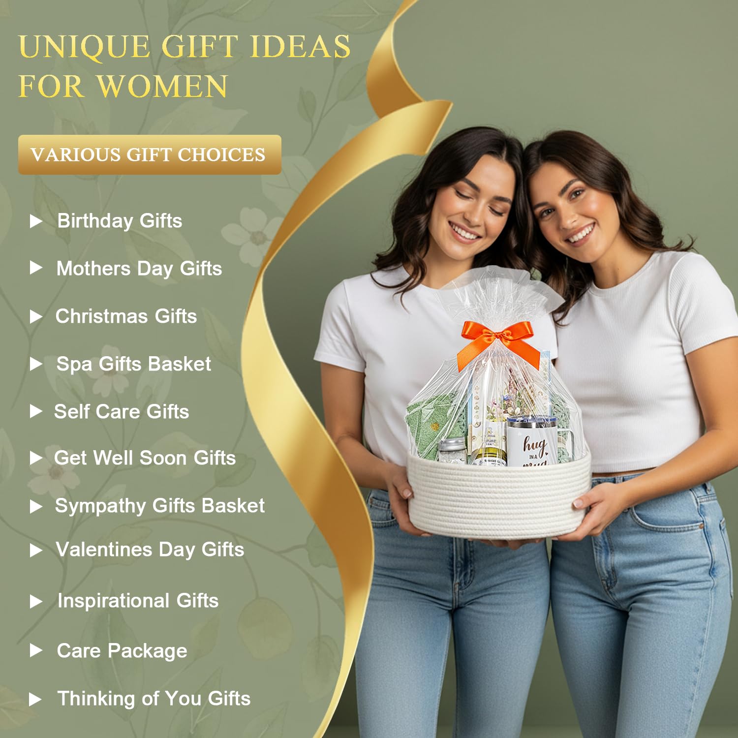 AFKLMNE 8 Pcs Gift Basket for Women — Sage Green Self-Care Spa Set