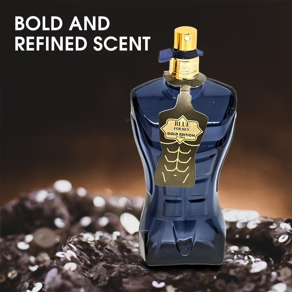 AFLUXE Blue For Men Gold – Sensual Woody Eau de Parfum, Long-Lasting Fresh & Warm Scent, 100 ml