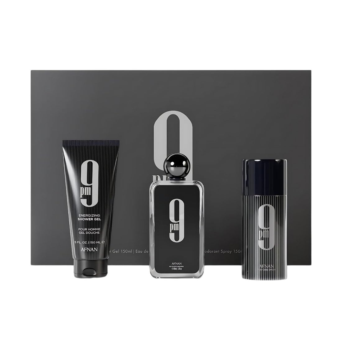 Afnan 9 PM 3-Piece Set for Men – EDP 100ml, Deodorant 150ml, Shower Gel 150ml