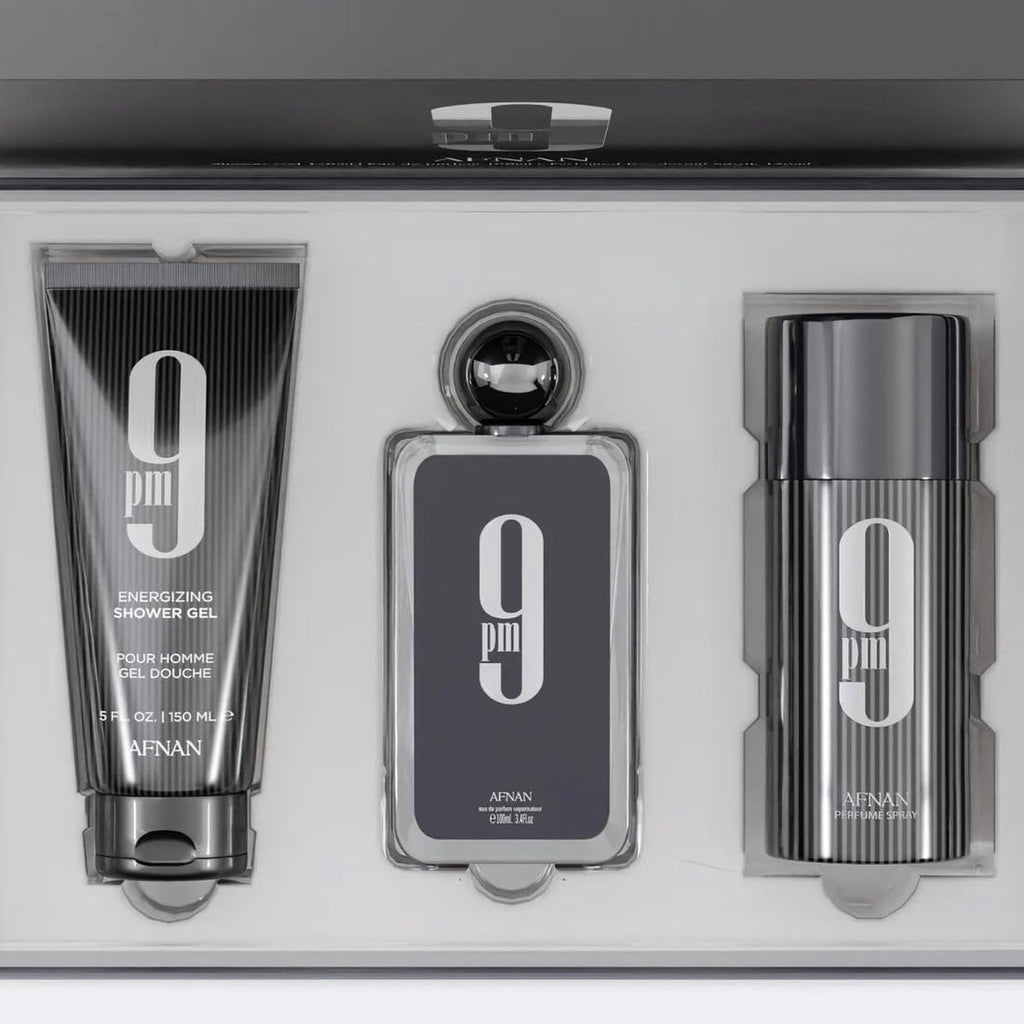 Afnan 9 PM 3-Piece Set for Men – EDP 100ml, Deodorant 150ml, Shower Gel 150ml