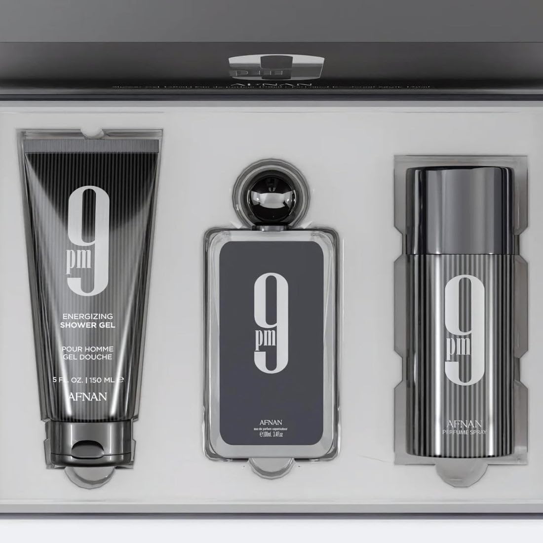 Afnan 9 PM 3-Piece Set for Men – EDP 100ml, Deodorant 150ml, Shower Gel 150ml
