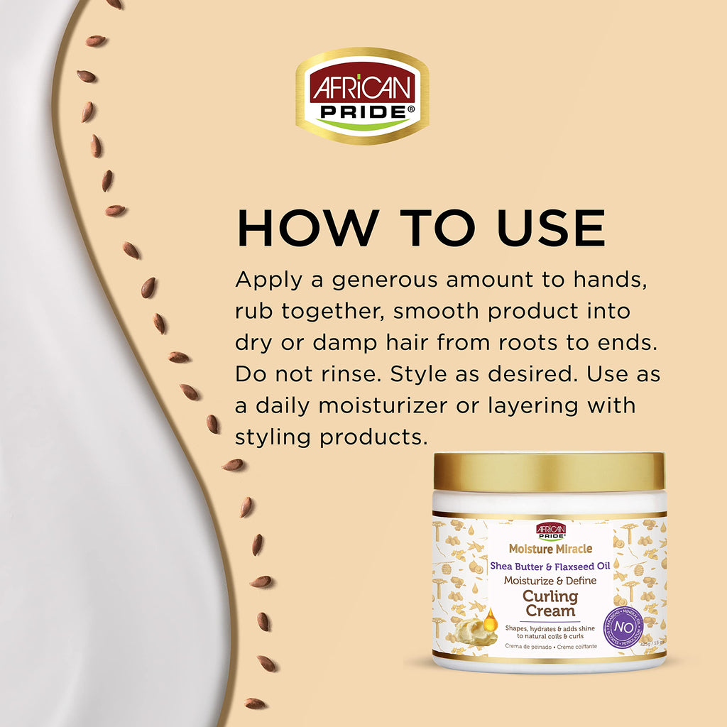 African Pride Moisture Miracle Curling Cream — 15 Oz (3 Pack) for Defined, Shiny Curls