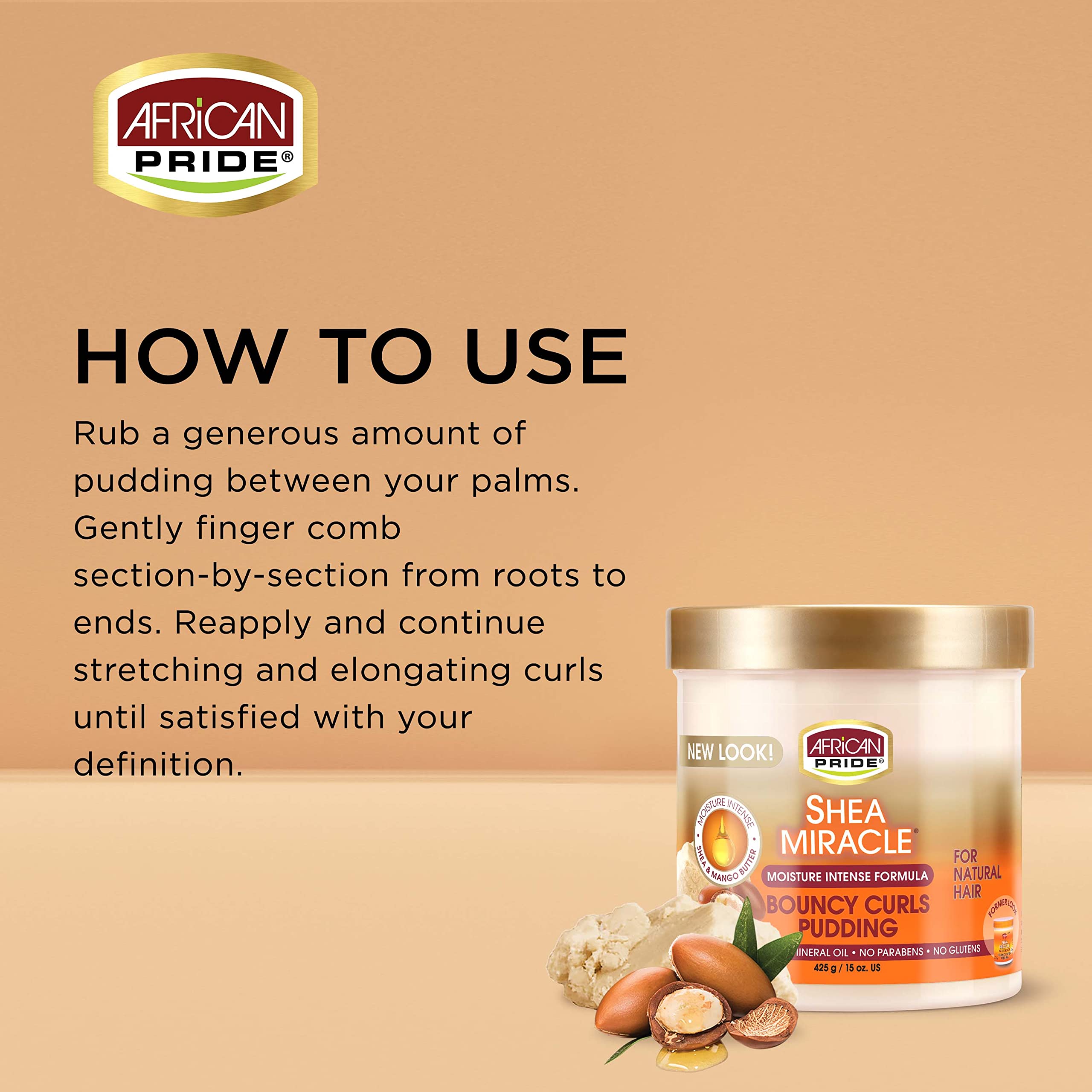 African Pride Shea Miracle Bouncy Curls Pudding (3 Pack) - Define Curls & Tame Frizz, 15 oz