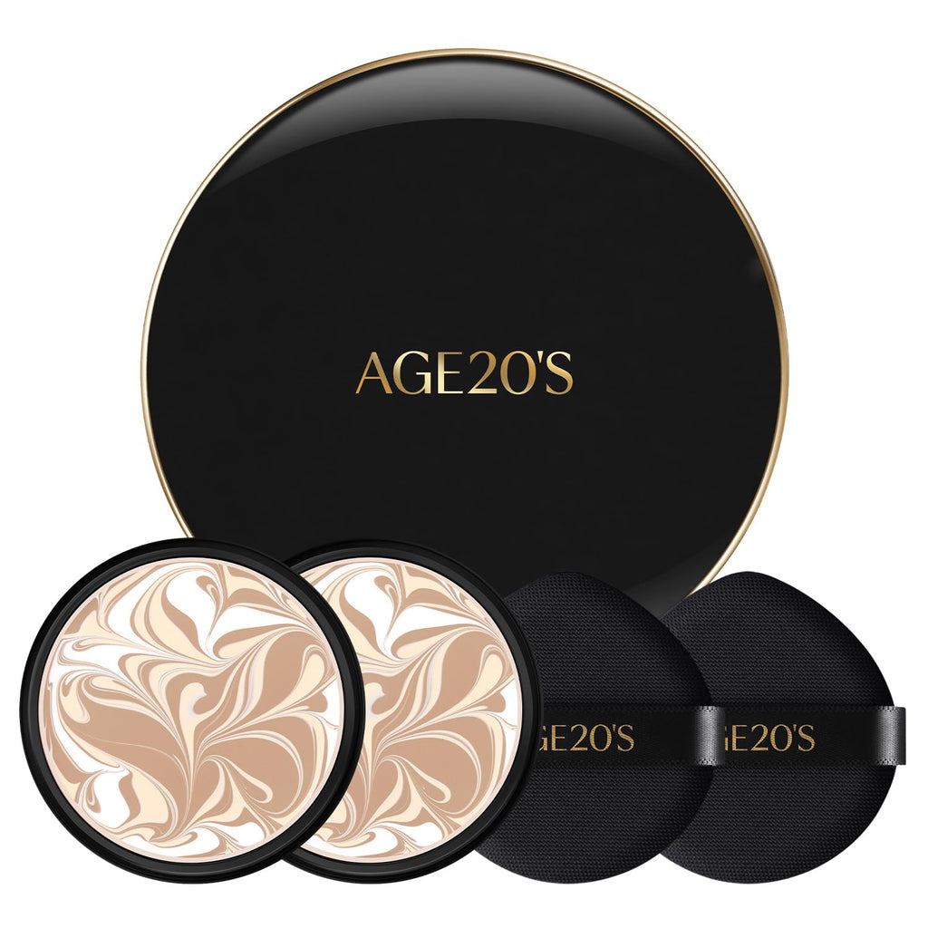 AGE 20's Signature Essence Pact SPF 50+ | Pack of 2 | 21N Vanilla – Cushion Foundation, Dewy Finish