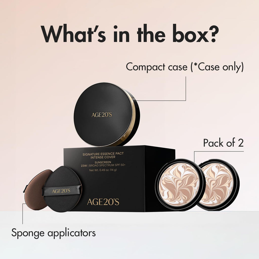 AGE 20's Signature Essence Pact SPF 50+ | Pack of 2 | 21N Vanilla – Cushion Foundation, Dewy Finish