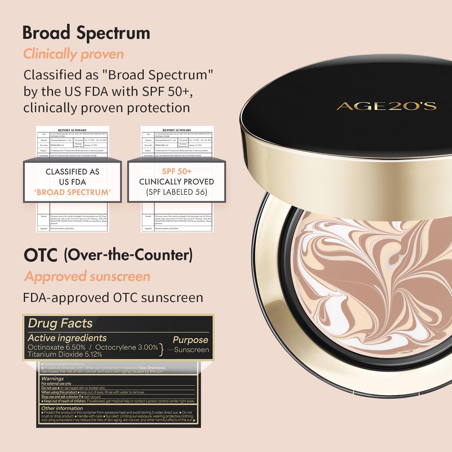 AGE 20's Signature Essence Pact SPF50+ Cream Foundation – 29 Caramel, Dewy Finish, Natural Coverage | Korean Cushion