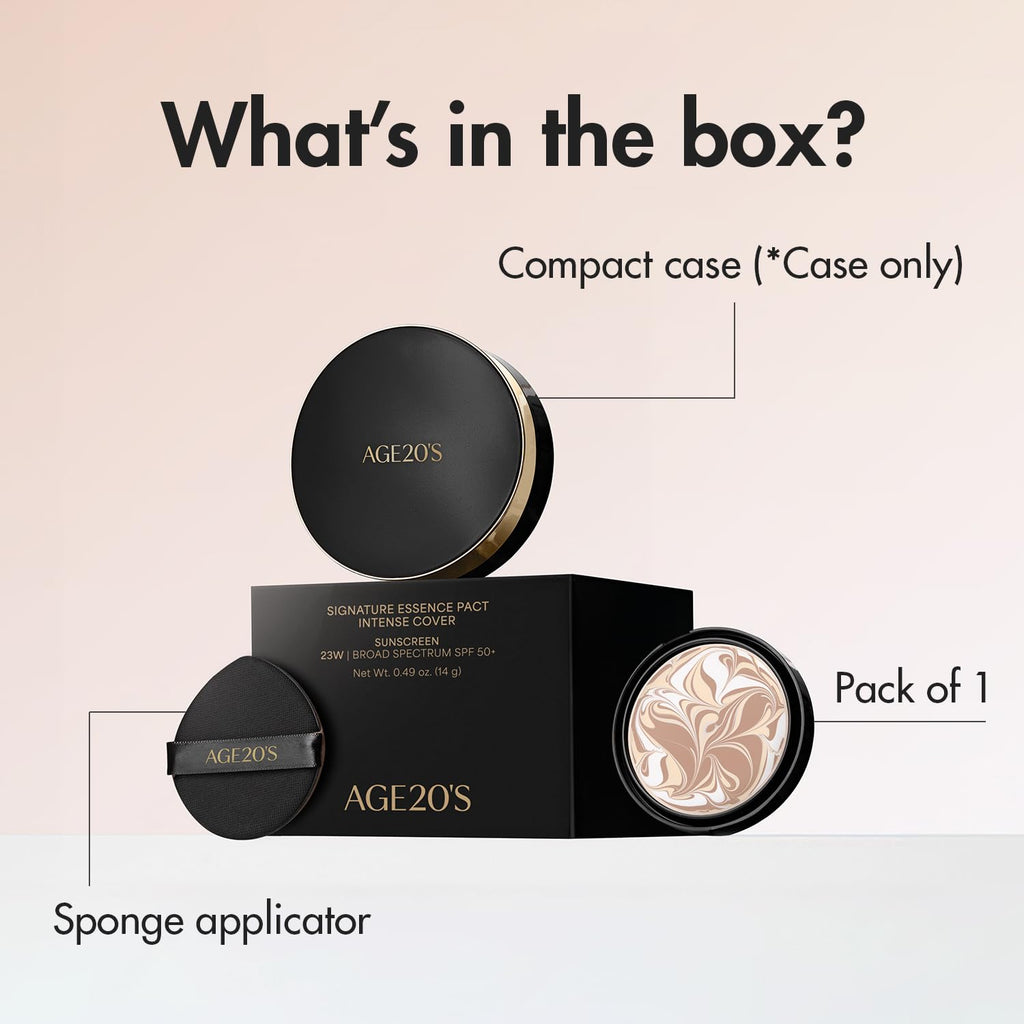 AGE 20's Signature Essence Pact SPF50+ Cream Foundation – 29 Caramel, Dewy Finish, Natural Coverage | Korean Cushion