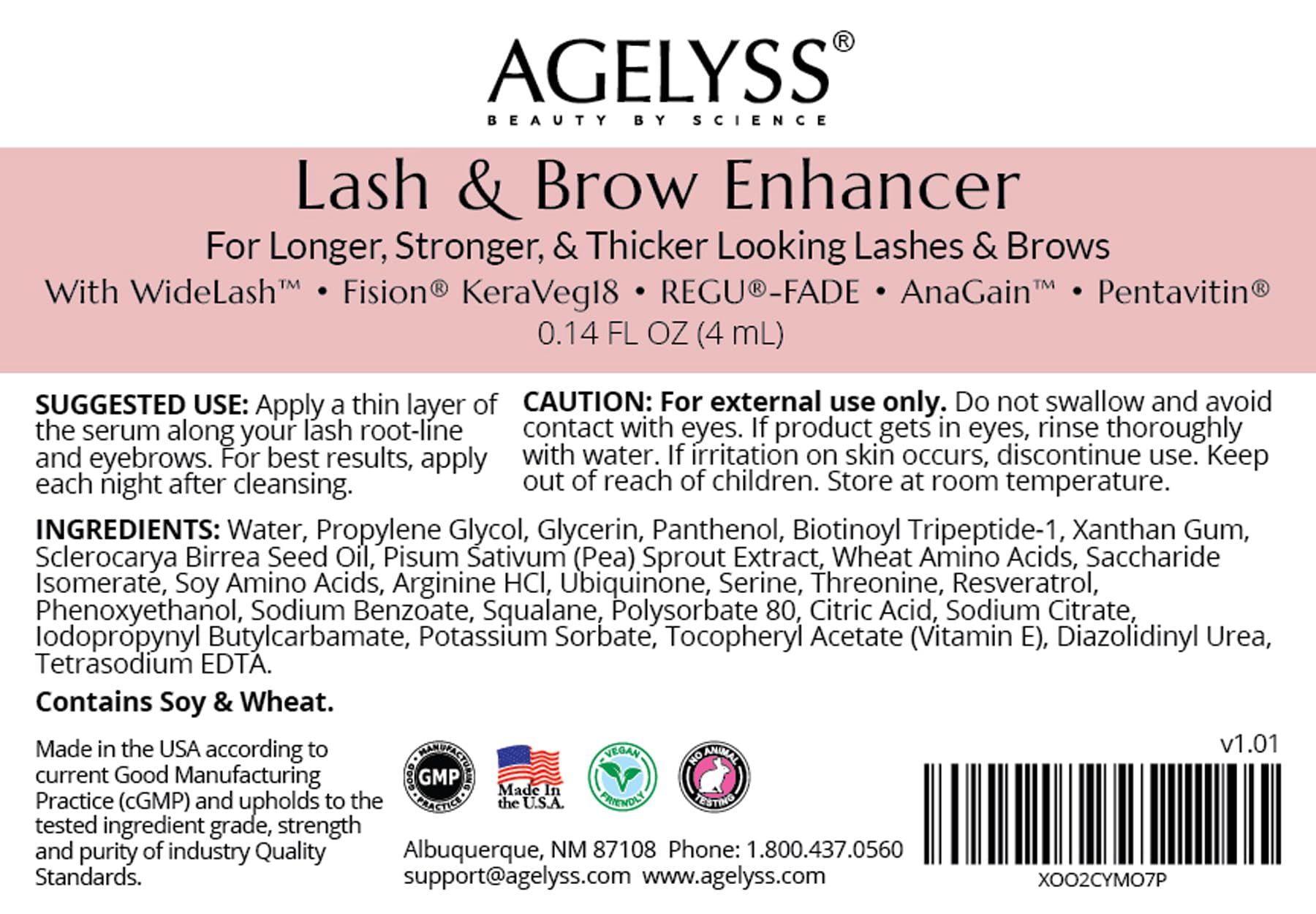 Agelyss Lash & Brow Enhancer – Longer, Stronger, Thicker Lashes & Brows | 1 Bottle