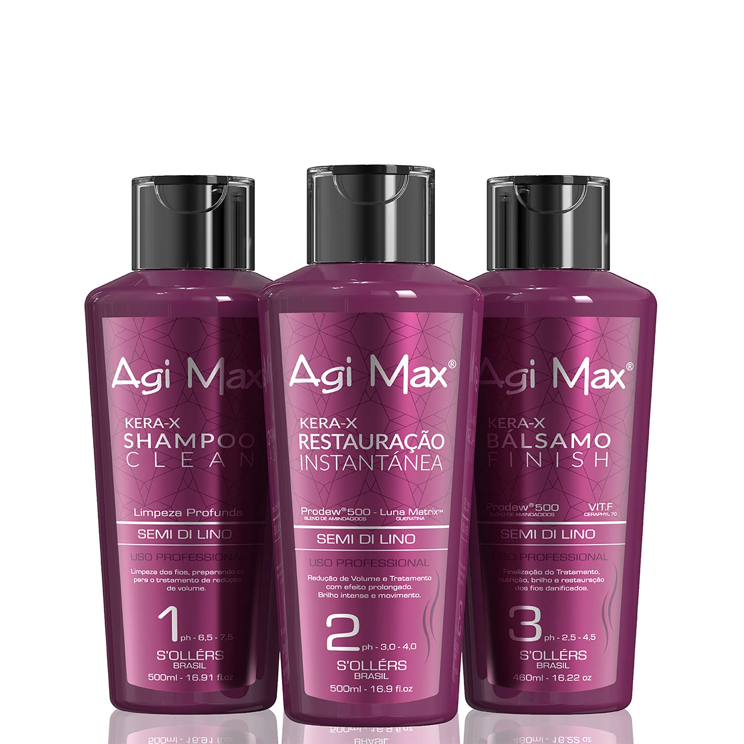 Agi Max Brazilian Keratin Hair Treatment Kit – 3 Steps, 1L, Frizz & Curl Control