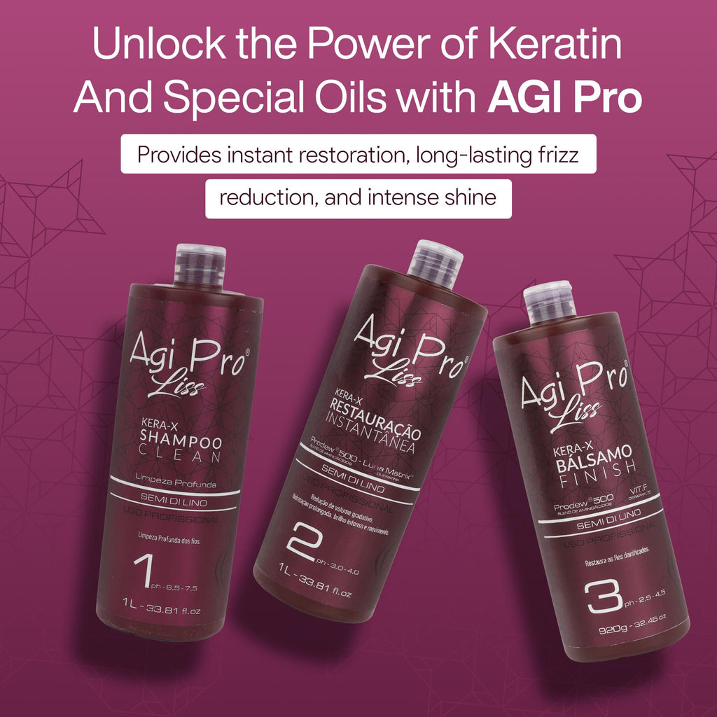 AGI PRO LISS Brazilian Keratin Hair Treatment Kit – Smooth, Shiny, Frizz-Free