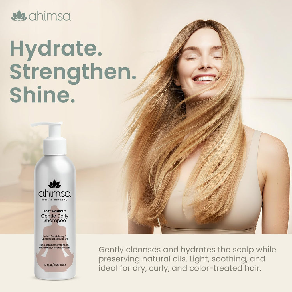 Ahimsa Gentle Daily Shampoo — Organic Hydrating Shampoo for Dry, Curly & Color Treated Hair | Made in USA