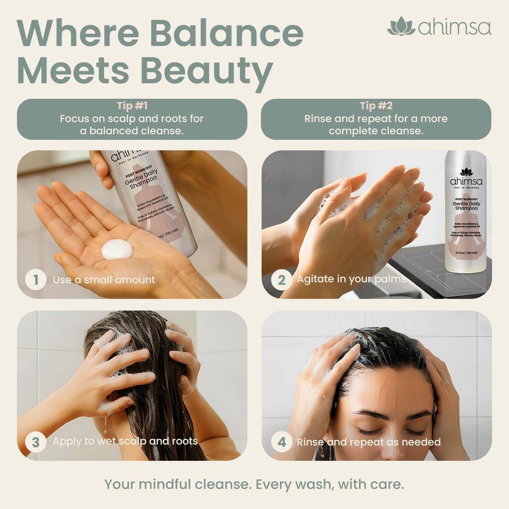 Ahimsa Gentle Daily Shampoo — Organic Hydrating Shampoo for Dry, Curly & Color Treated Hair | Made in USA