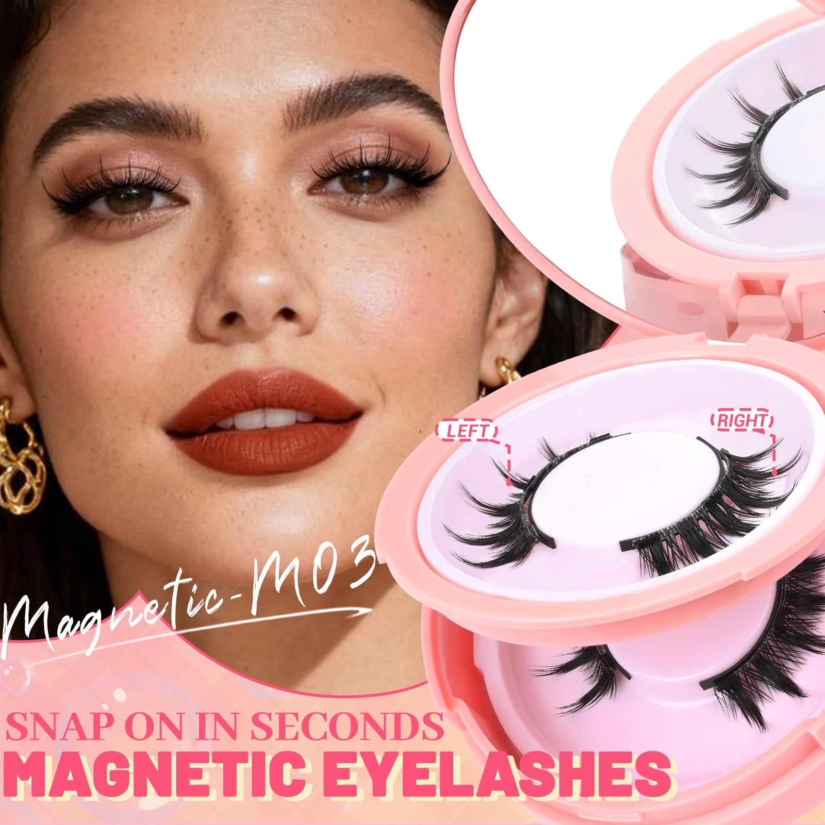 Ahrikiss Magnetic Eyelashes – 2 Pairs, Reusable, No Glue, Applicator Included