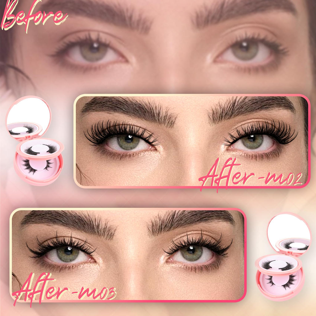 Ahrikiss Magnetic Eyelashes – 2 Pairs, Reusable, No Glue Needed, Includes Applicator (M02+M03)