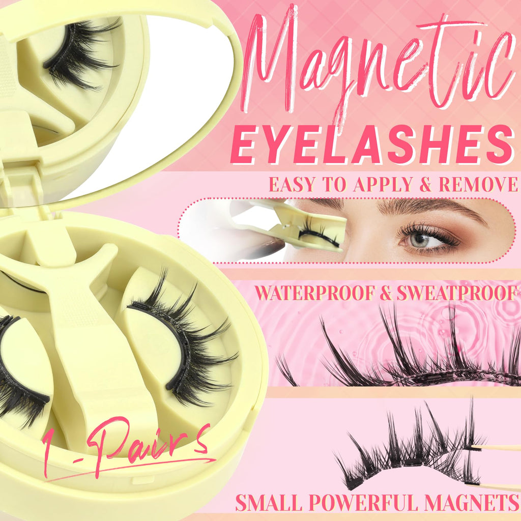 Ahrikiss Magnetic Eyelashes – 1 Pair Reusable Lashes with Applicator | No Glue Needed