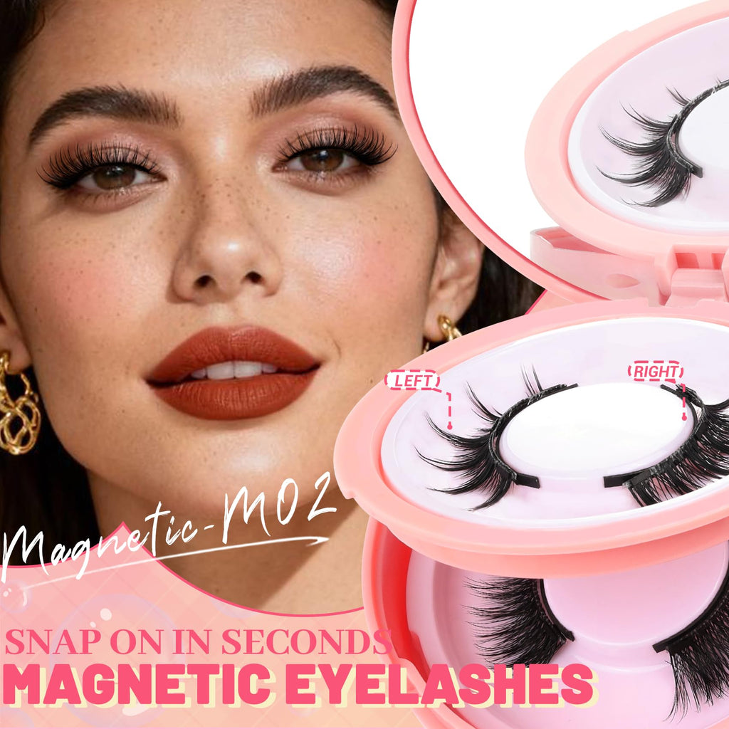 Ahrikiss Magnetic Eyelashes M01+M02 – 2 Reusable Pairs with Applicator, No Glue Needed, Natural Look
