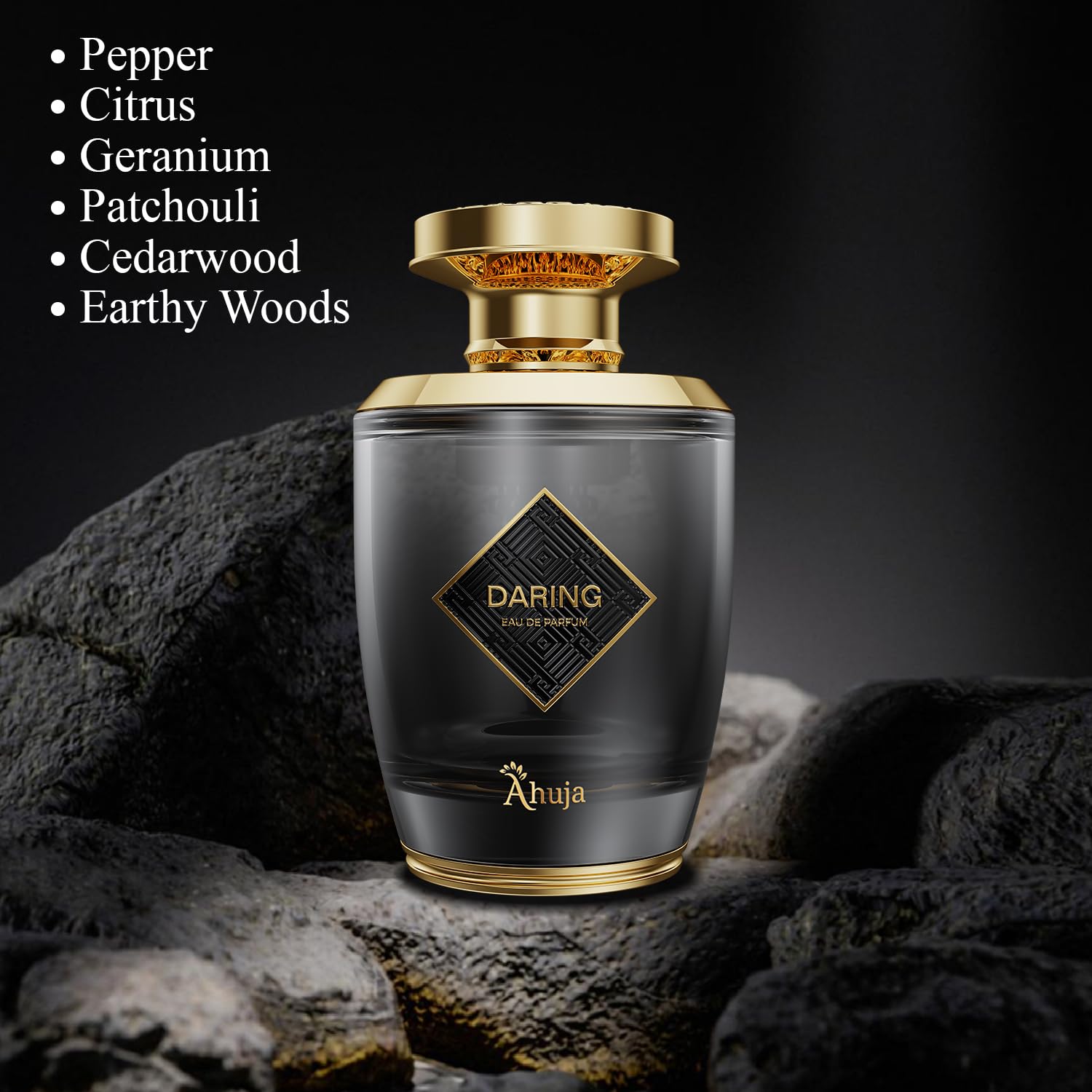 AHUJA Daring Eau de Parfum for Men – Bold, Long-Lasting Pepper & Citrus with Geranium & Patchouli