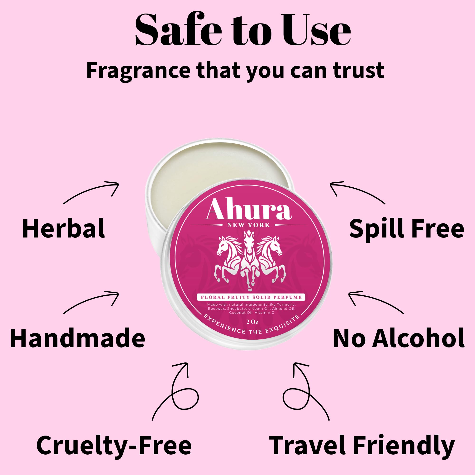 Ahura Herbal Floral Solid Perfume – Alcohol-Free, Iris & Patchouli with Warm Vanilla & Spun Sugar (2 oz, 2-Pack Valentine Gift Box)