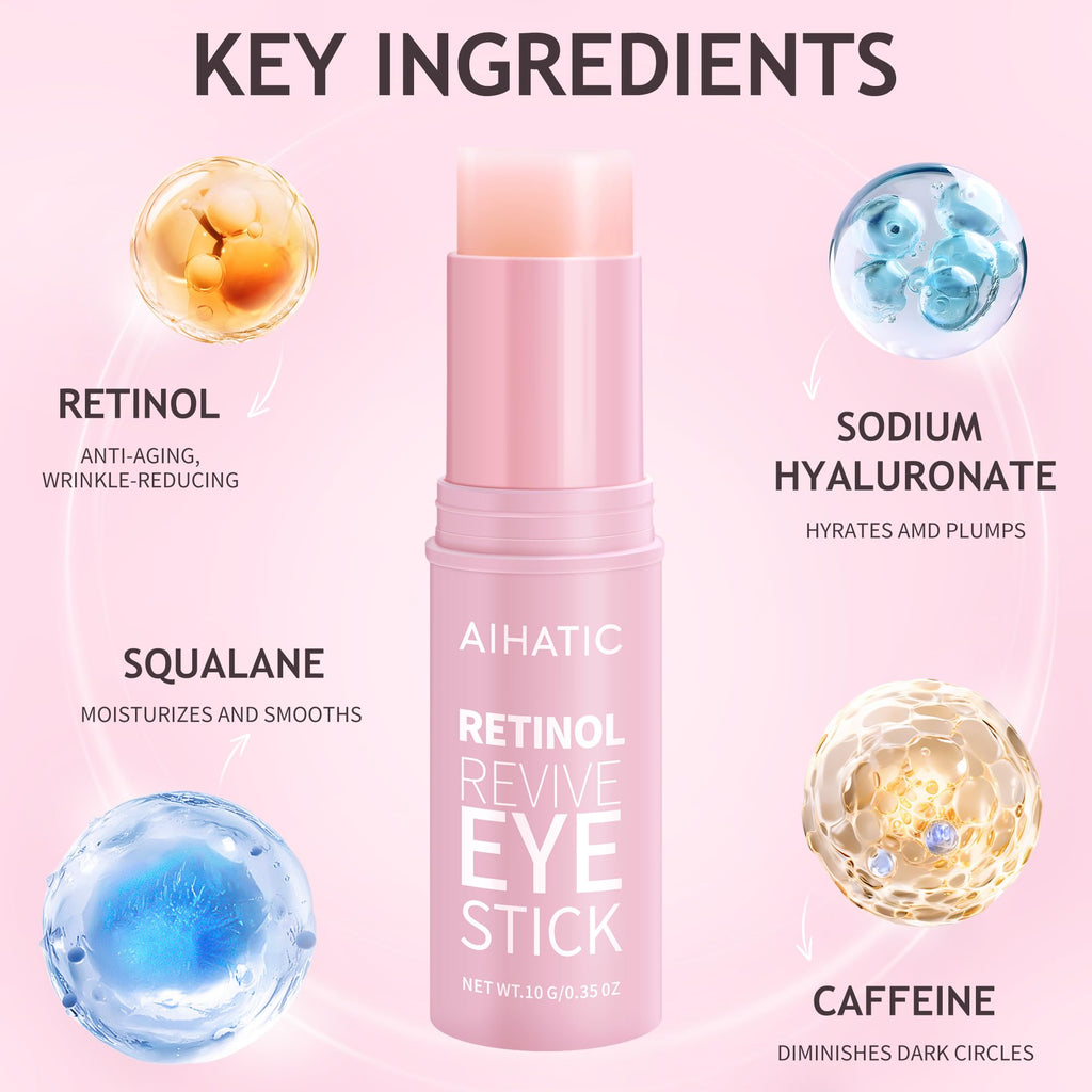 Aihatic Retinol & Caffeine Eye Balm Stick — Dark Circles, Puffiness & Fine Lines | Hyaluronic Acid + Collagen