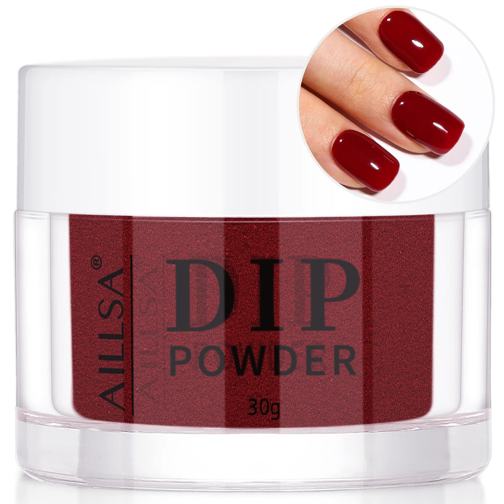 AILLSA Dip Powder Wine Red – Easy, Lamp-Free Burgundy Nail Powder for DIY or Salon