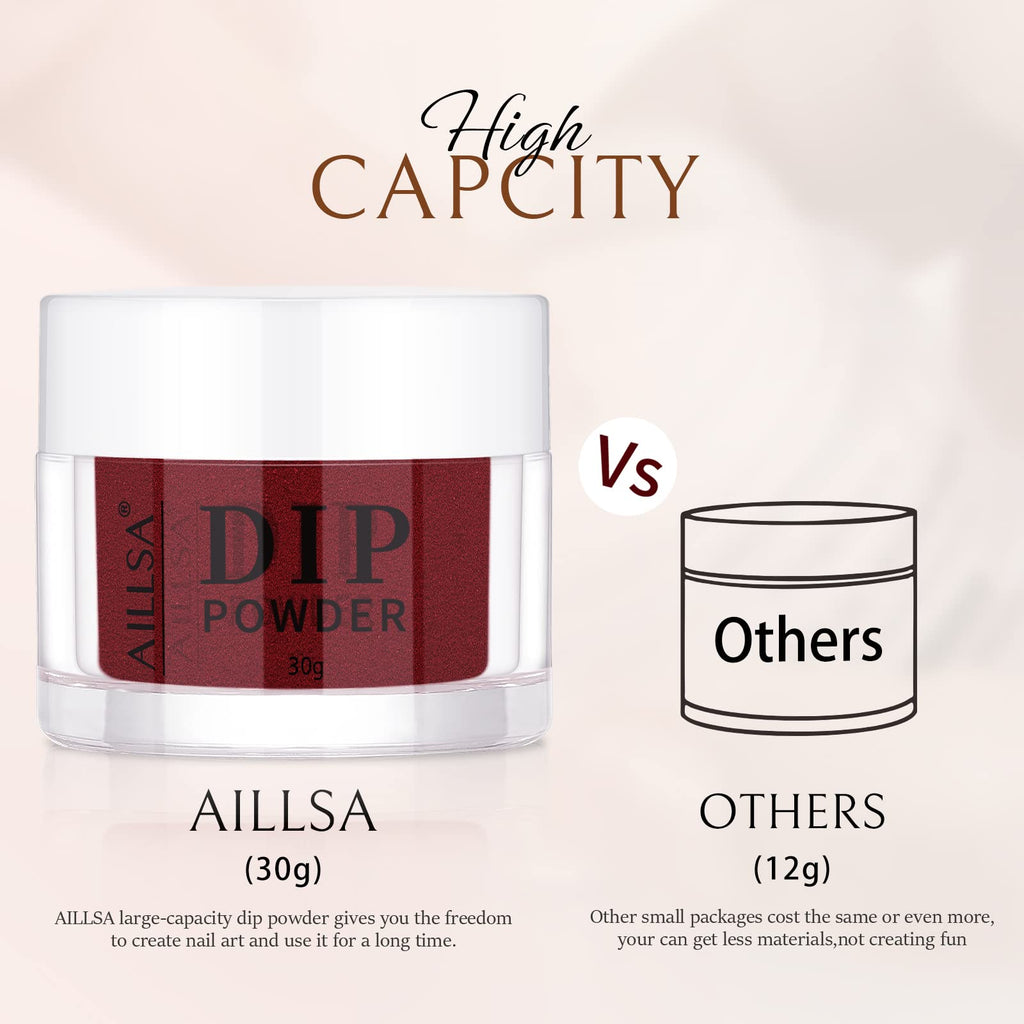 AILLSA Dip Powder Wine Red – Easy, Lamp-Free Burgundy Nail Powder for DIY or Salon