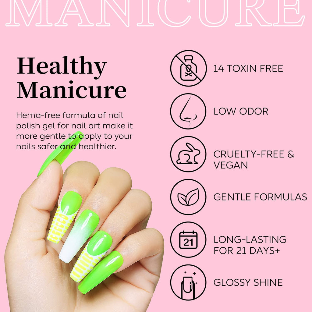 AIMEILI Hema Free Gel Nail Polish Set – 12 Neon Colors (Cruelty-Free, Vegan Gift Kit)