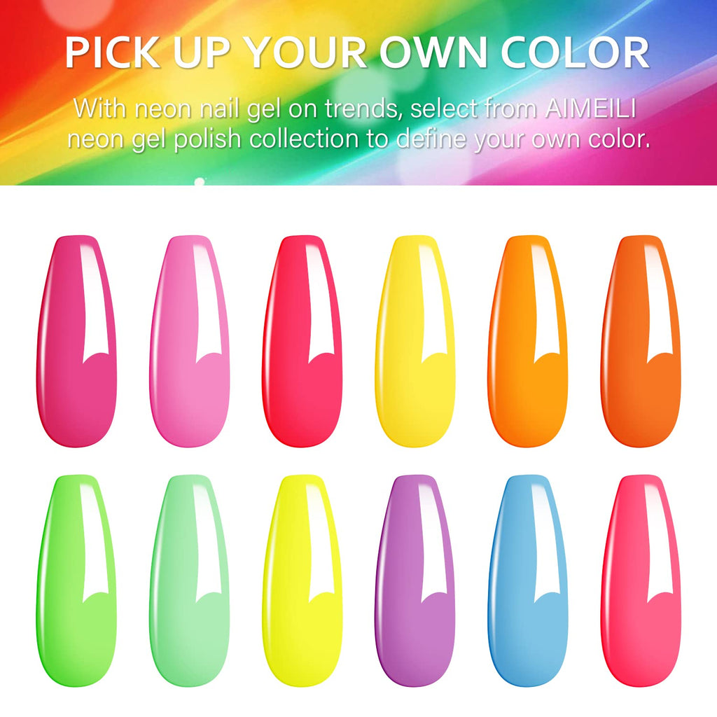 AIMEILI Hema Free Gel Nail Polish Set – 12 Neon Colors (Cruelty-Free, Vegan Gift Kit)