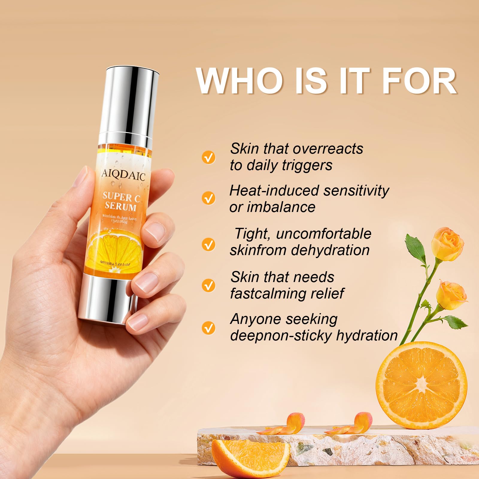 AIQDAIC Hydrating Facial Serum with Anti-Aging Complex – Deep Moisture, Brightening & Repair for All Skin Types (1.69 fl oz)