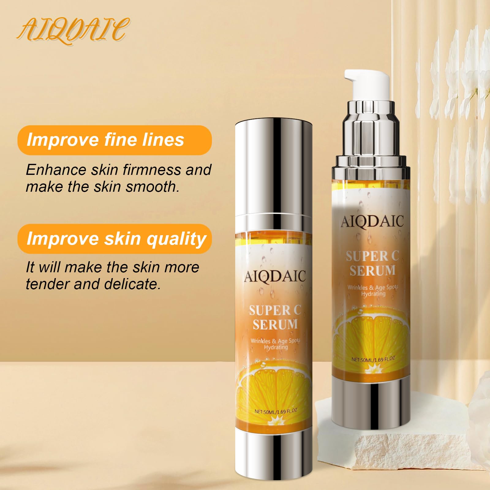 AIQDAIC Hydrating Facial Serum with Anti-Aging Complex – Deep Moisture, Brightening & Repair for All Skin Types (1.69 fl oz)