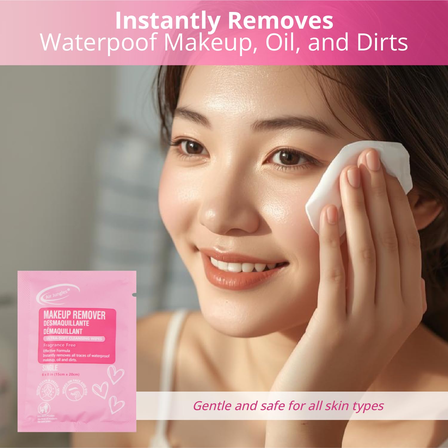 Air Jungles Makeup Remover Wipes – 25 Ct, Individually Wrapped, Travel Size, Vitamin E