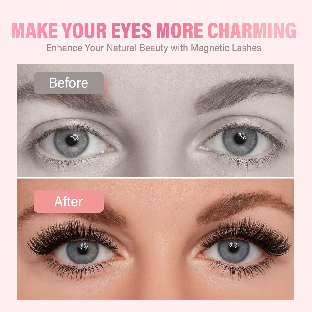 AiRunTech Magnetic Eyelashes Kit – 3D Natural Look, No Glue, Easy Applicator