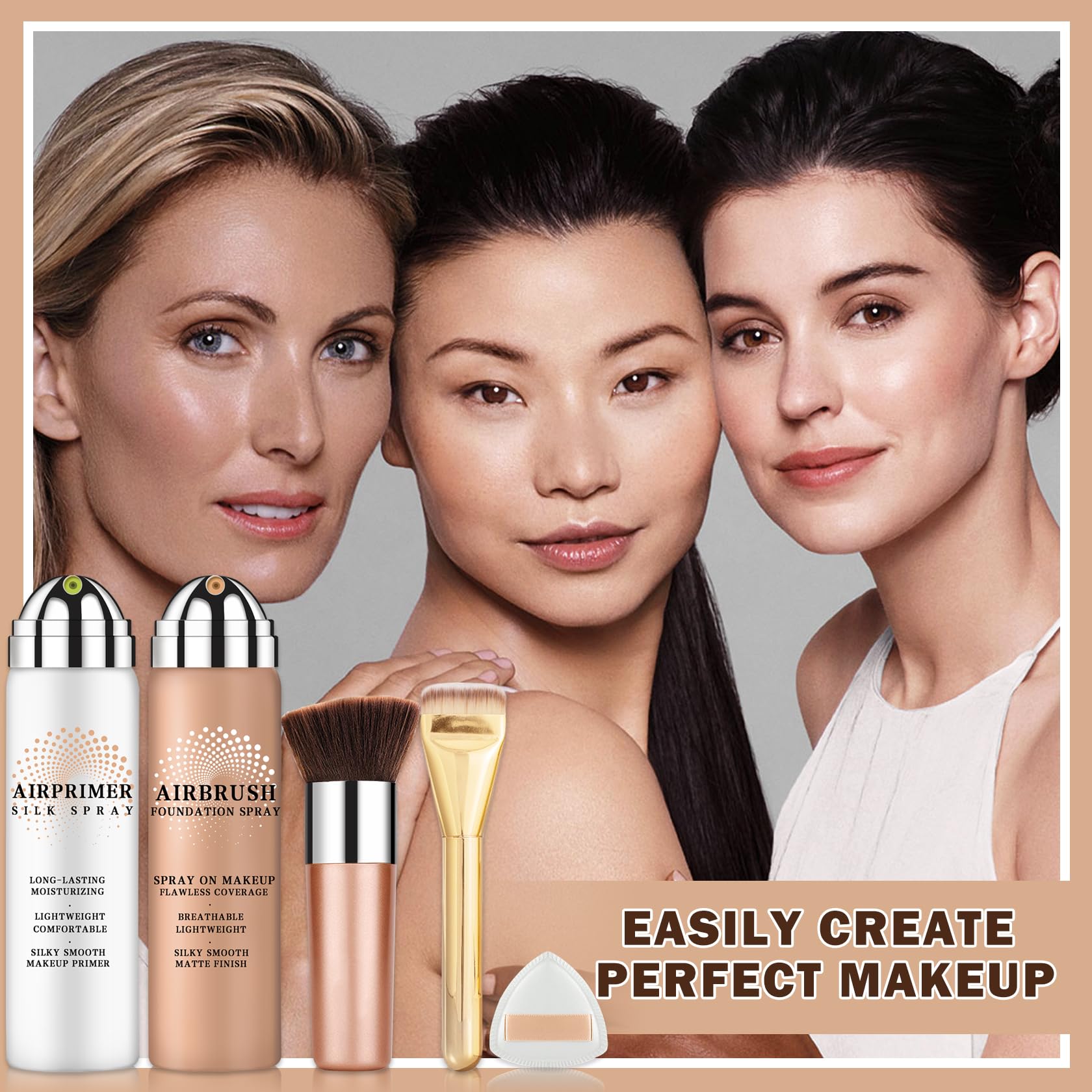 AIUEO Airbrush Foundation Spray – Full Coverage Primer (Beige 02)