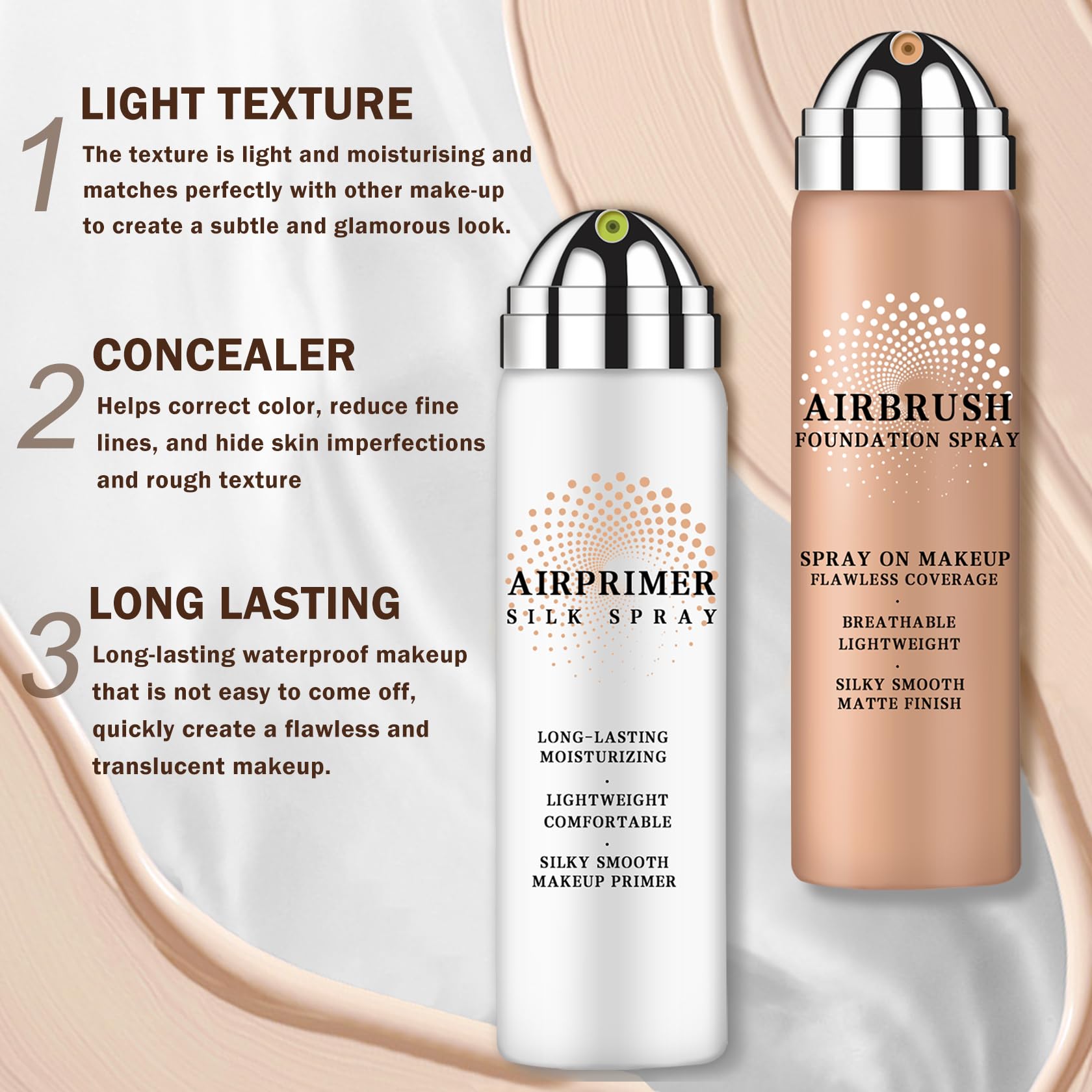 AIUEO Airbrush Foundation Spray – Full Coverage Primer (Beige 02)