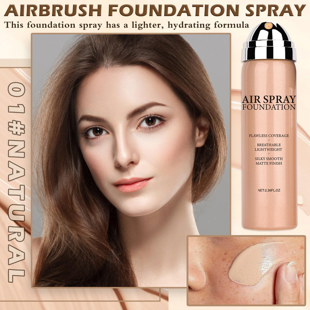 AIUEO Magic Minerals Airbrush Foundation – Silky Mist for Mature Skin, Natural Matte Finish