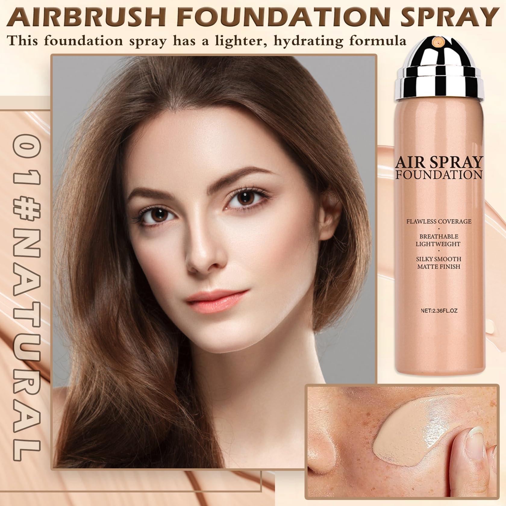AIUEO Magic Minerals Airbrush Foundation – Silky Mist for Mature Skin, Natural Matte Finish